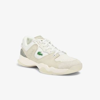 Lacoste T-Point Leather and Suede Sneakers Pánské - Tenisky Bílé / Bílé | CZ-R0x4sj